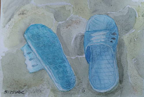 Badelatschen, Aquarell