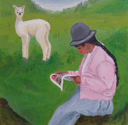 Die Lesende, Öl, 20 x 20