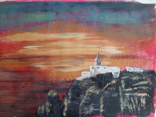 Leuchtturm Sao Vivente, Acryl, A3