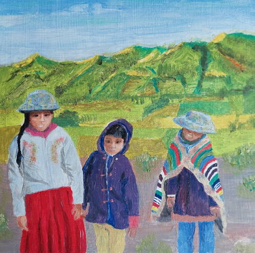 Peruanische Kinder vom Colka-Tal, 20 x 20