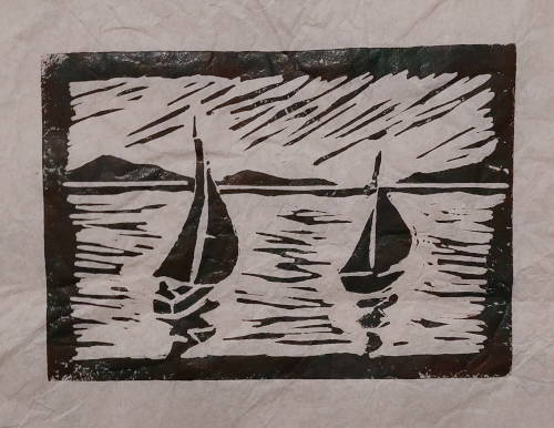 Segelboote, Holzschnitt