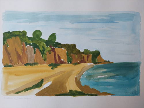 Steilküste Boltenhagen, Aquarell, A3