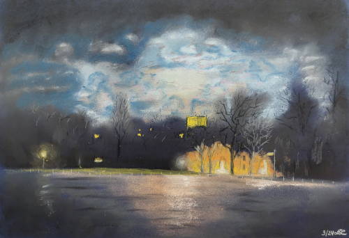 Supermond über Weimar, Kreide, A3