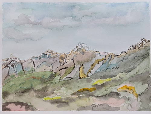 Texelgruppe-Mutspitze, Aquarell, A4